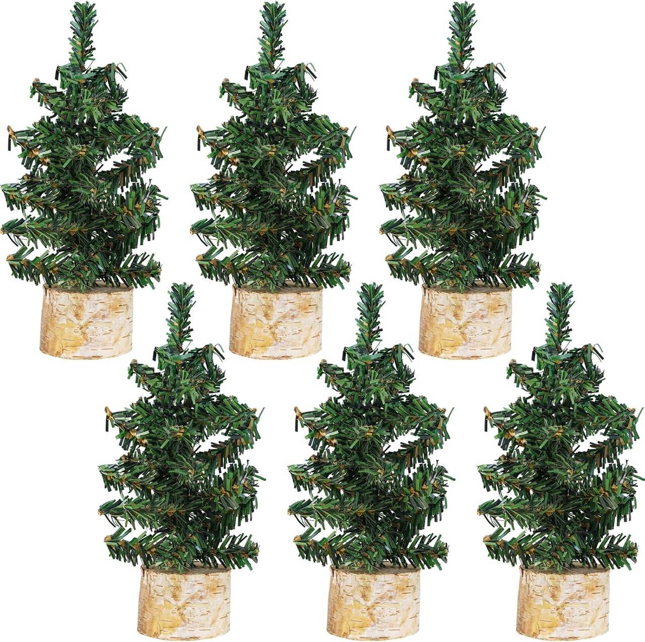 6 Pack Mini Artificial Christmas Trees Canadian Pine Tree (Green) 4"D x 4"W x 6"H